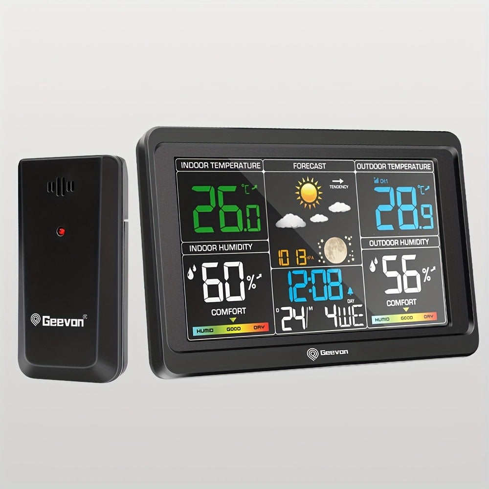 Wireless Weather Station – Indoor Outdoor Thermometer with 7.6" LCD, Barometer, Humidity, Moon Phase & USB Charging
