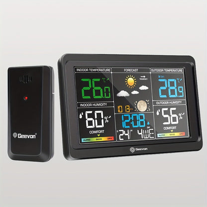 Wireless Weather Station – Indoor Outdoor Thermometer with 7.6" LCD, Barometer, Humidity, Moon Phase & USB Charging