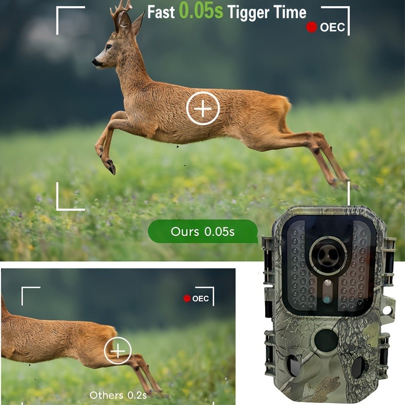 30MP Trail Camera with Night Vision – 2.5K 1080P HD Game Cam, 0.3s Trigger Speed, 850nm IR, 60ft Detection Range