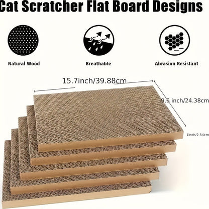 Cat Scratching Board & Bed Combo – 5-Layer Large Corrugated Cardboard Scratcher with Premium Texture, Replaceable Design for Indoor Cats