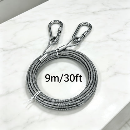 Stainless Steel Dog Leash Reflective Rust-Resistant Heavy Duty Cable Tie-Out for Medium Large Dogs Outdoor Yard Camping 3XL 4XL