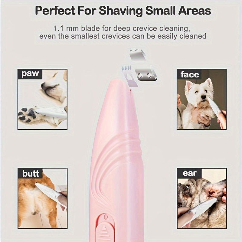 Paw Trimmer for Dogs & Cats – Cordless Electric Pet Grooming Clipper, Low Noise Hair Trimmer for Paws, Eyes, Ears, Face & Rump