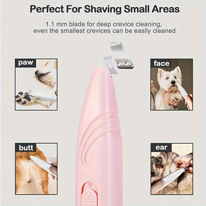 Paw Trimmer for Dogs & Cats – Cordless Electric Pet Grooming Clipper, Low Noise Hair Trimmer for Paws, Eyes, Ears, Face & Rump