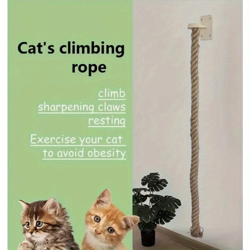 Wall-Mounted Cat Scratching Post with Climbing Rope Jute Rope Jump Platform Resting Perch Large Ladder Cat Tree Activity Center Space-Saving