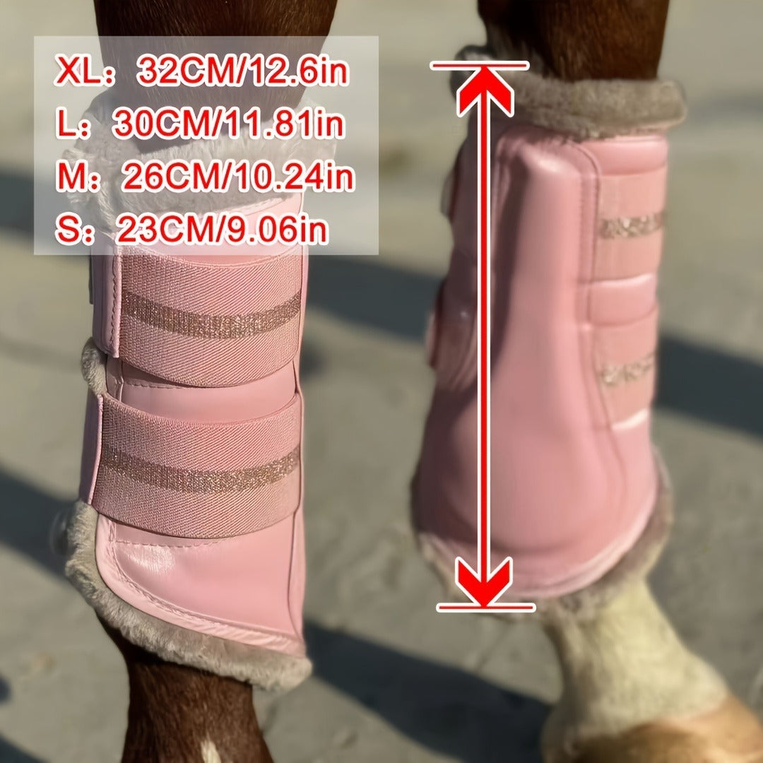 Horse Leg Wraps 1 Pair Breathable Mesh Faux Leather Protection Boots for Training Jumping, Quick-Fit Impact Absorbing Horse Leg Guards