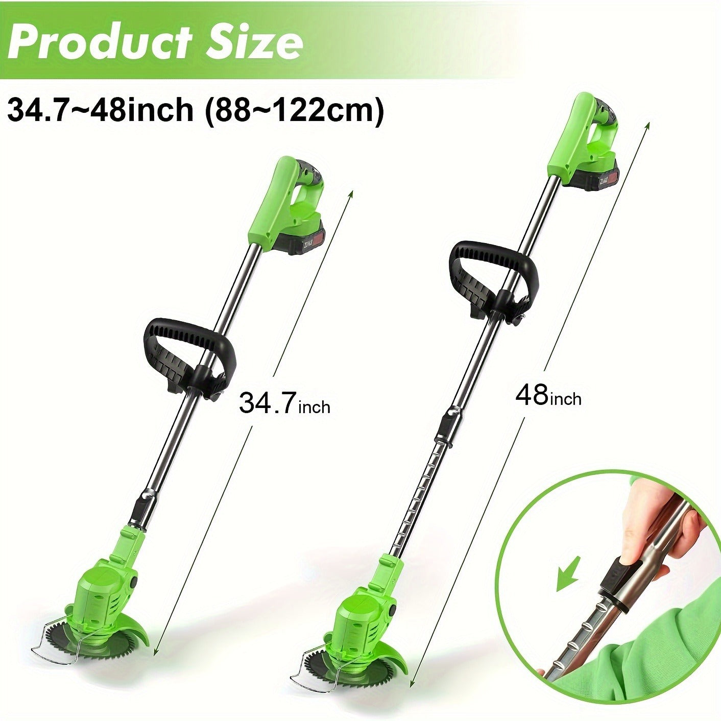 Cordless String Trimmer 24V 800W, Weed Wacker with 2 Batteries, Charger & 3 Blades, Adjustable Head