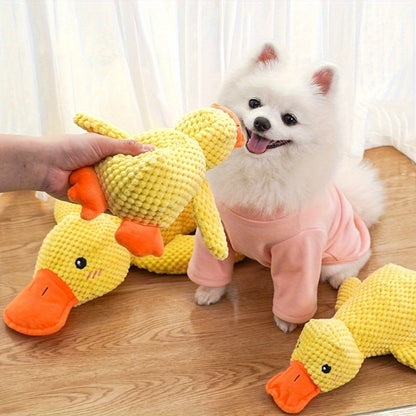 Large Plush Duck Dog Toy with Squeaker – Bite-Resistant Soft Chew Toy for Puppies & Large Breed Dogs, Durable Teething Toy for Golden