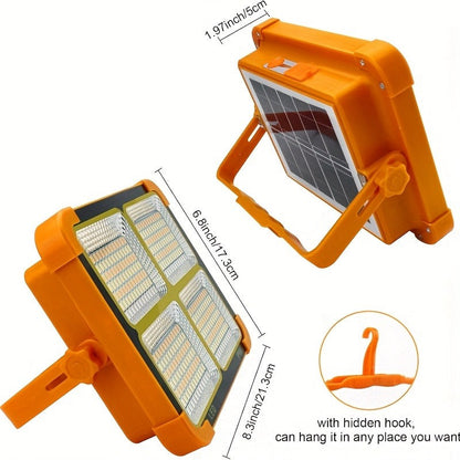 Solar LED Work Light with Magnetic Hook – 2000 Lumen Rechargeable Camping Light, Adjustable Brightness, Solar & USB-C Dual Charging