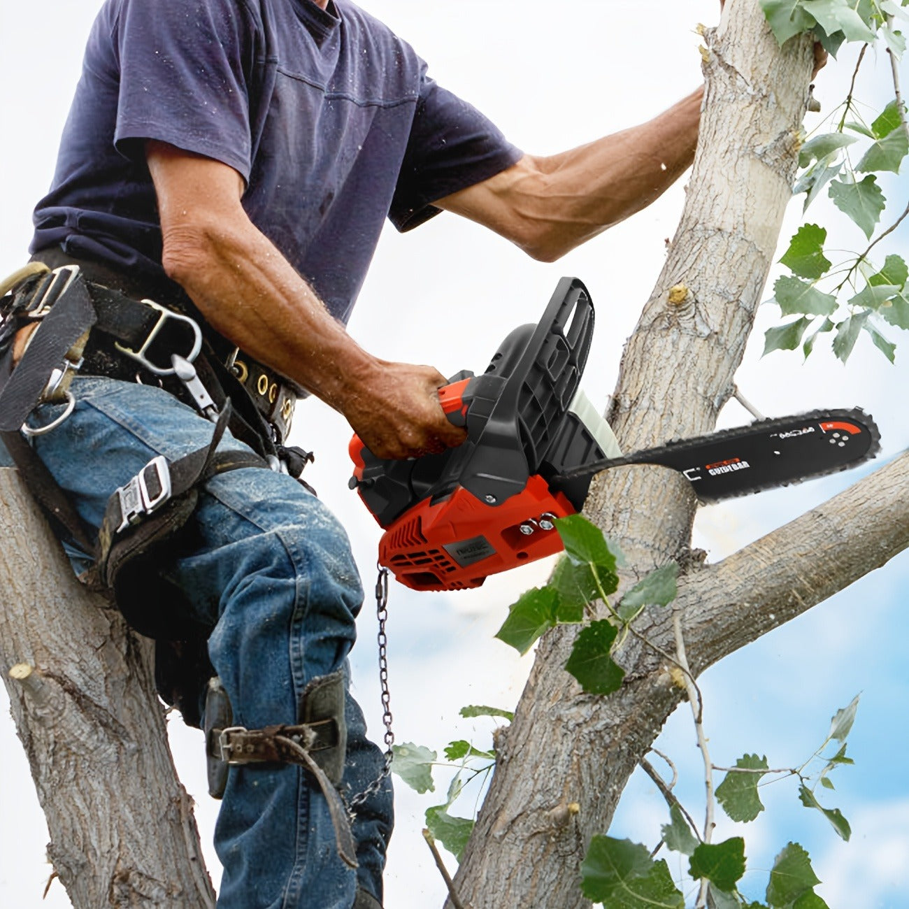 25.4CC 12-Inch Top-Handle Gas Chainsaw with Two-Stroke Engine and Pictured Accessory Group