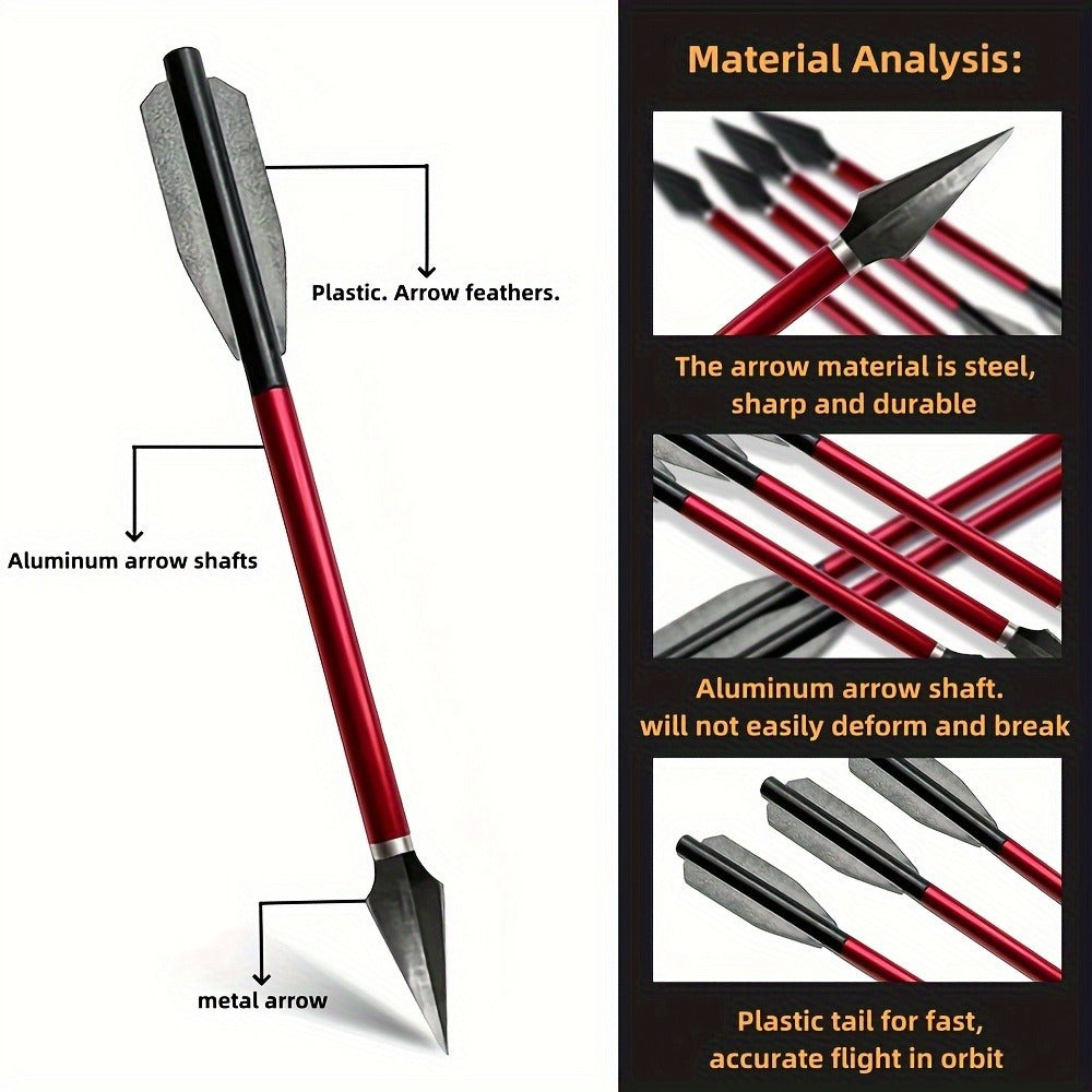 Broadhead Mini Crossbow Bolts 6pcs | 6.7 Inch Aluminum Alloy Archery Arrows with Sharp Tips for 50-80 Lbs Mini Crossbow