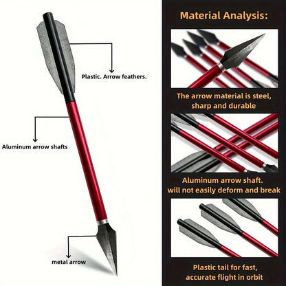 Broadhead Mini Crossbow Bolts 6pcs | 6.7 Inch Aluminum Alloy Archery Arrows with Sharp Tips for 50-80 Lbs Mini Crossbow