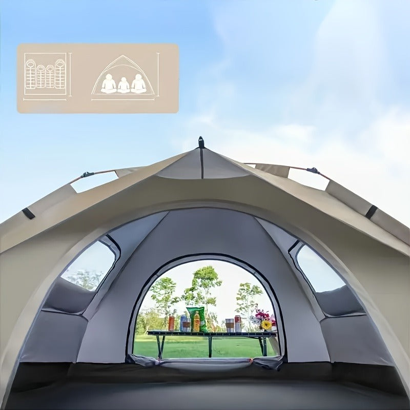 Camping Tent 2-Person Auto Pop-Up with Oxford Cloth, Fiberglass Poles and Four Door-Window Options