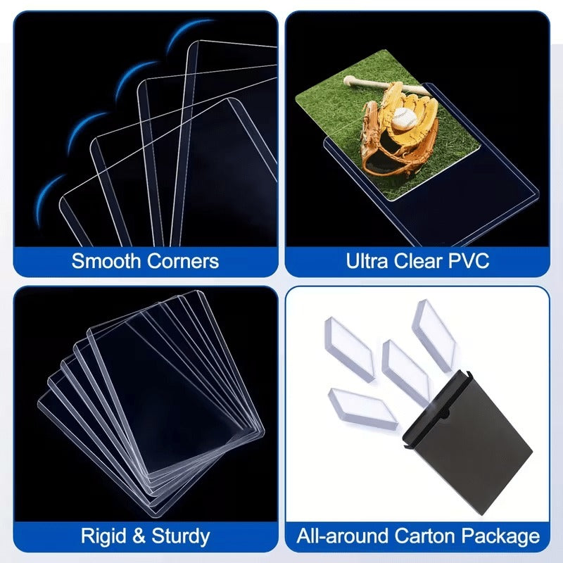 35PT Trading Card Storage Sleeves with Clear Rigid Top-Loading Design in 50- or 100-Piece Packs