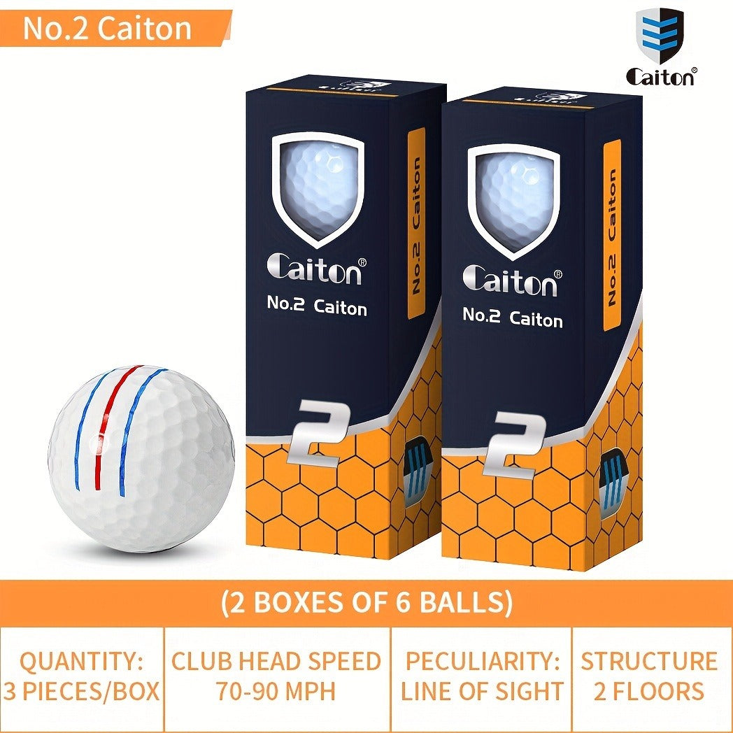 Golf Balls 6pcs Long Distance High Speed with 360-Degree Aiming Line Add 40+ Yards Distance Durable Performance Golf Ball Set for Men Women