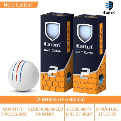 Golf Balls 6pcs Long Distance High Speed with 360-Degree Aiming Line Add 40+ Yards Distance Durable Performance Golf Ball Set for Men Women