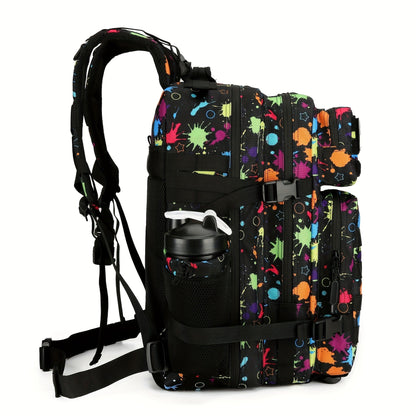 Large Hiking Backpack 45L Fluorescent Tie Dye – Lightweight Daypack for Camping, Travel, Cycling, Fitness & School