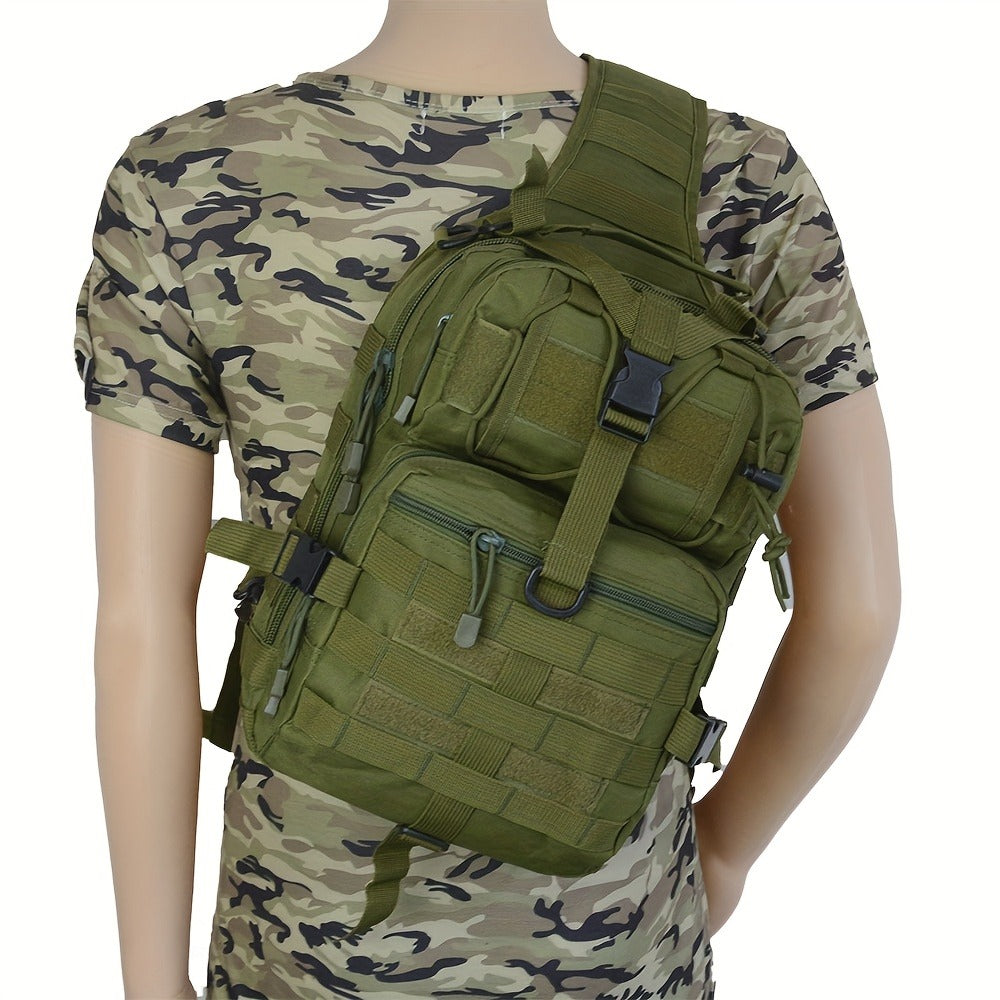 Multi-Pocket Tactical Chest Sling Bag with Adjustable Shoulder Strap in Black, Fern Green or Khaki