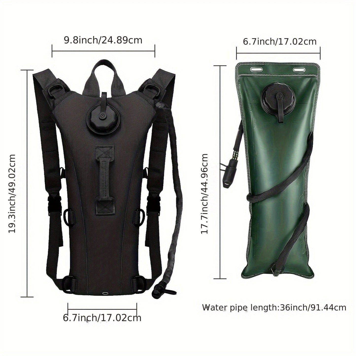 Water Bladder Backpack with 3L & 101.44oz BPA-Free Bladder – Oxford Cloth Hydration Pack for Hiking, Camping & Outdoor Adventures