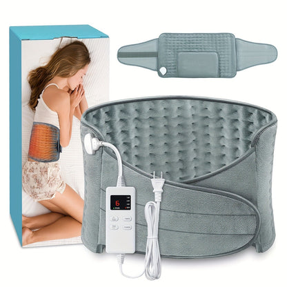 Wraparound Electric Heating Belt with Six Heat Levels, 1–6 Hour Timer and Adjustable Waist Straps in Gray or Purple