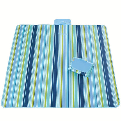 Striped Picnic Blanket with Integrated Carry Handle and 57 x 70.87 or 31.5 x 57.1-Inch Size Options