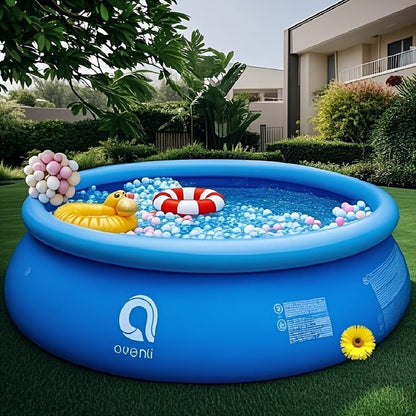 Round Inflatable Swimming Pool 10FT 12FT Circular Above Ground Family Pool Puncture-Resistant Quick for Garden, Patio and Yard Use
