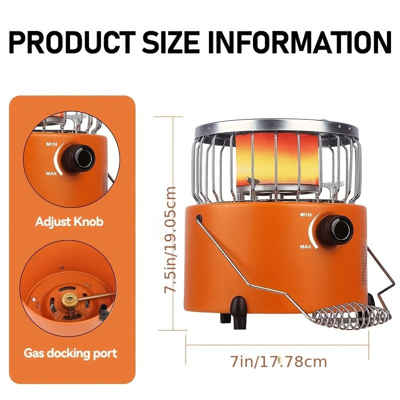 Two-in-One Outdoor Propane Radiant Heater and Cooking Stove with Hose, Converter and 7-Inch Orange Body