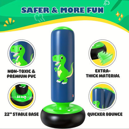 Kids Inflatable Punching Bag 48 Inch Dinosaur Bop Bag Toy for Boys Girls Ages 3-12 Boxing Training Karate Practice Gift