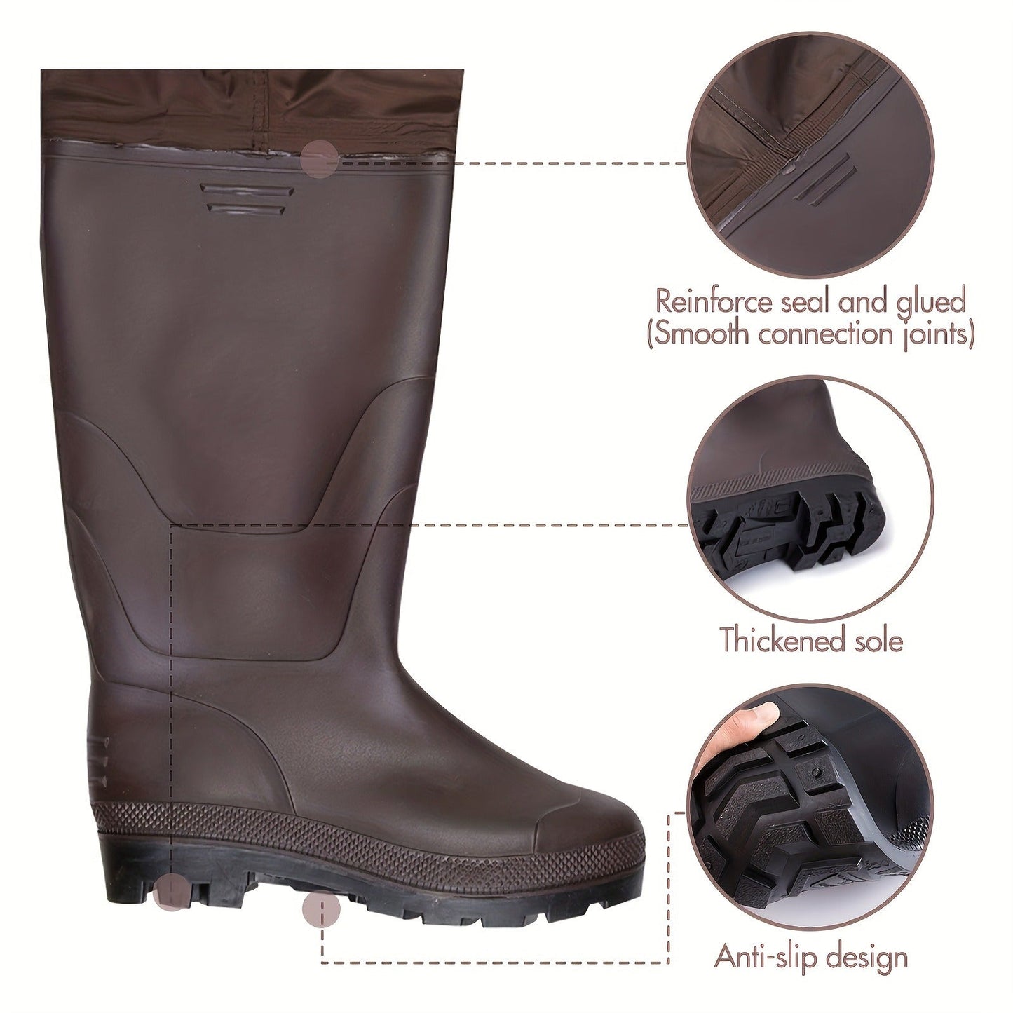 Fishing Waders with Boots for Men & Women – 3-Ply Nylon Lightweight Breathable Wading Pants with PVC Lining, Anti-Slip Sole & Pockets