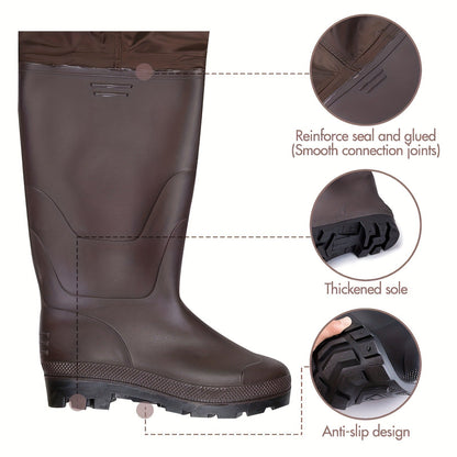 Fishing Waders with Boots for Men & Women – 3-Ply Nylon Lightweight Breathable Wading Pants with PVC Lining, Anti-Slip Sole & Pockets