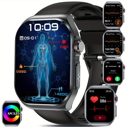 Smart Watch 2.04-Inch AMOLED Display with Bluetooth 5.3 Calling, 530mAh Battery and Six Strap Options