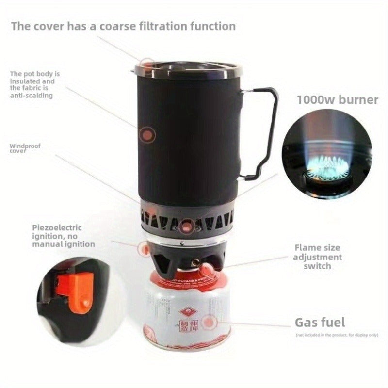 Camping Stove System 2pcs Set, Portable Propane Burner & Pot for Hiking Backpacking Outdoor Cooking