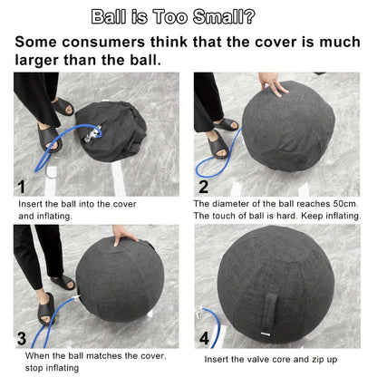 Fitness Equipment 65cm Exercise Ball with Fitted Fabric Cover Carry Handle Pump and Two Colors