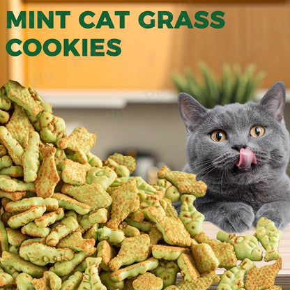 150 g Catnip and Cat-Grass Cookie Treats with Shaped Pieces and Pictured Ingredient Panel Pictured