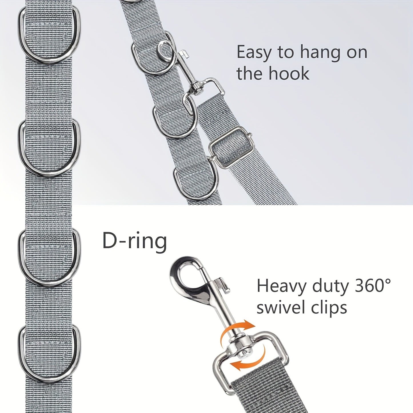 Dog Grooming Traction Rope Set 3pcs – Adjustable Restraint Loop with Rings, No Battery Needed, Pet Bathing & Styling Restraint Accessories