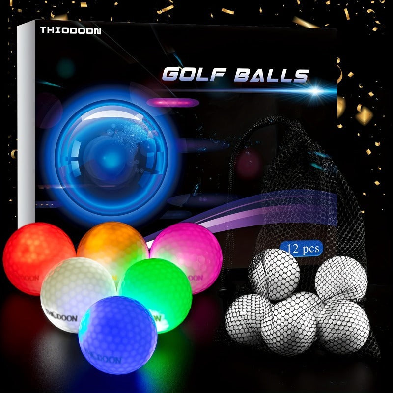 Glow in the Dark Golf Balls 12 Pack – LED Night Golf Balls for Nighttime Play, Luminous Glowing Golf Ball Set