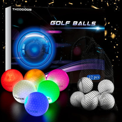 Glow in the Dark Golf Balls 12 Pack – LED Night Golf Balls for Nighttime Play, Luminous Glowing Golf Ball Set