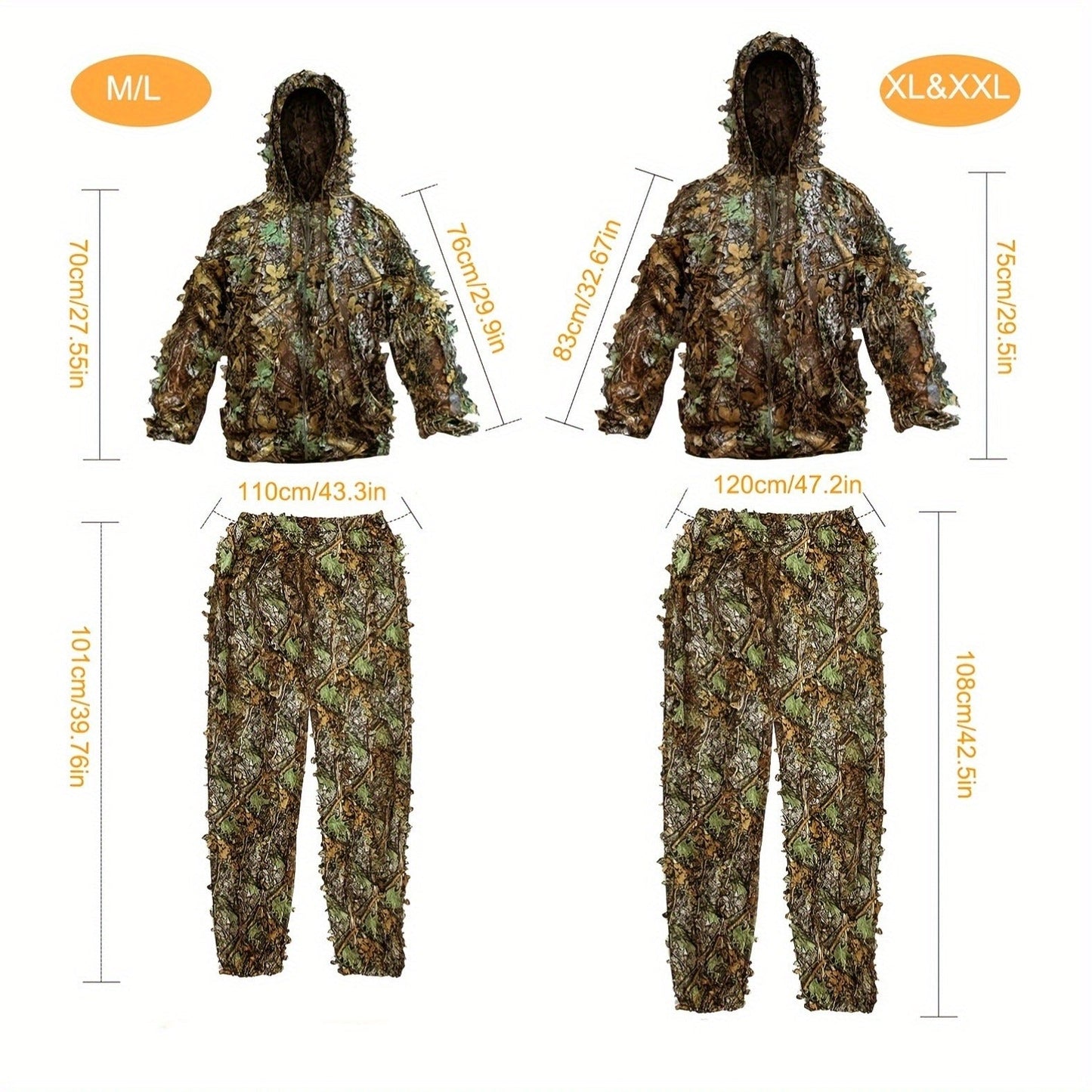 3D Leaf Ghillie Suit Lightweight Camouflage Hunting Suit for Men Women – Full Body Camo Outfit for Wildlife Photography, Birdwatching