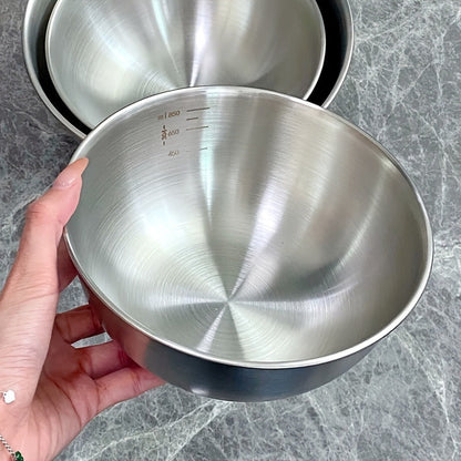 Three-Piece Nesting Mixing Bowl Set with 21, 23 and 26 cm Diameters for Baking and Food Preparation