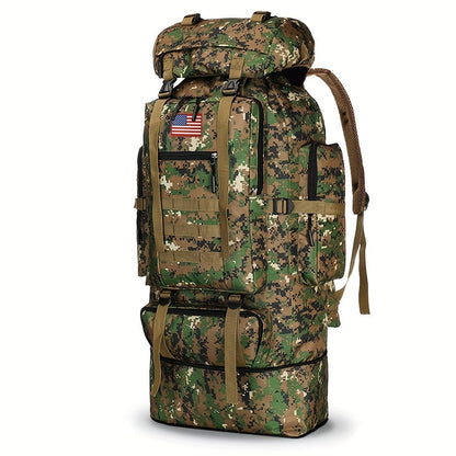 100L-Labeled Tall Tactical Rucksack with Roll-Top Compartment, Lower Pouch and Five Color Options