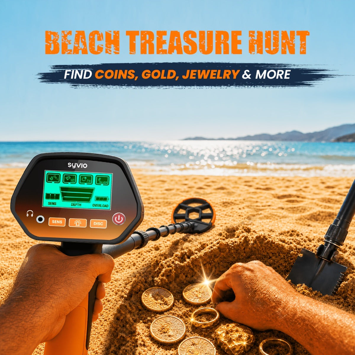 Metal Detector with LCD Display 8-Inch Coil 4 Modes Waterproof for Coins Relics Gold