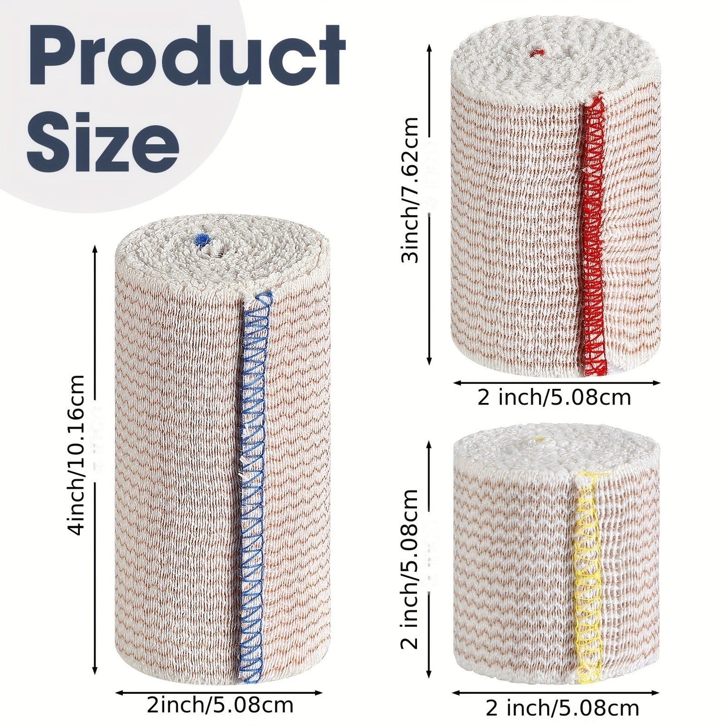 48pcs Elastic Compression Bandage Wrap Set – 2", 3" & 4" Reusable Self-Closure Stretch Bandage Rolls for Sports, Sprains