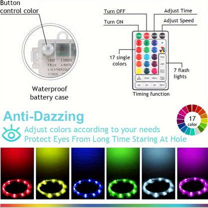 Cornhole Lights LED Ring & Board Edge Lights 17 Colors 7 Modes with Remote Control for Standard Cornhole Board 4ft x 2ft Night Games