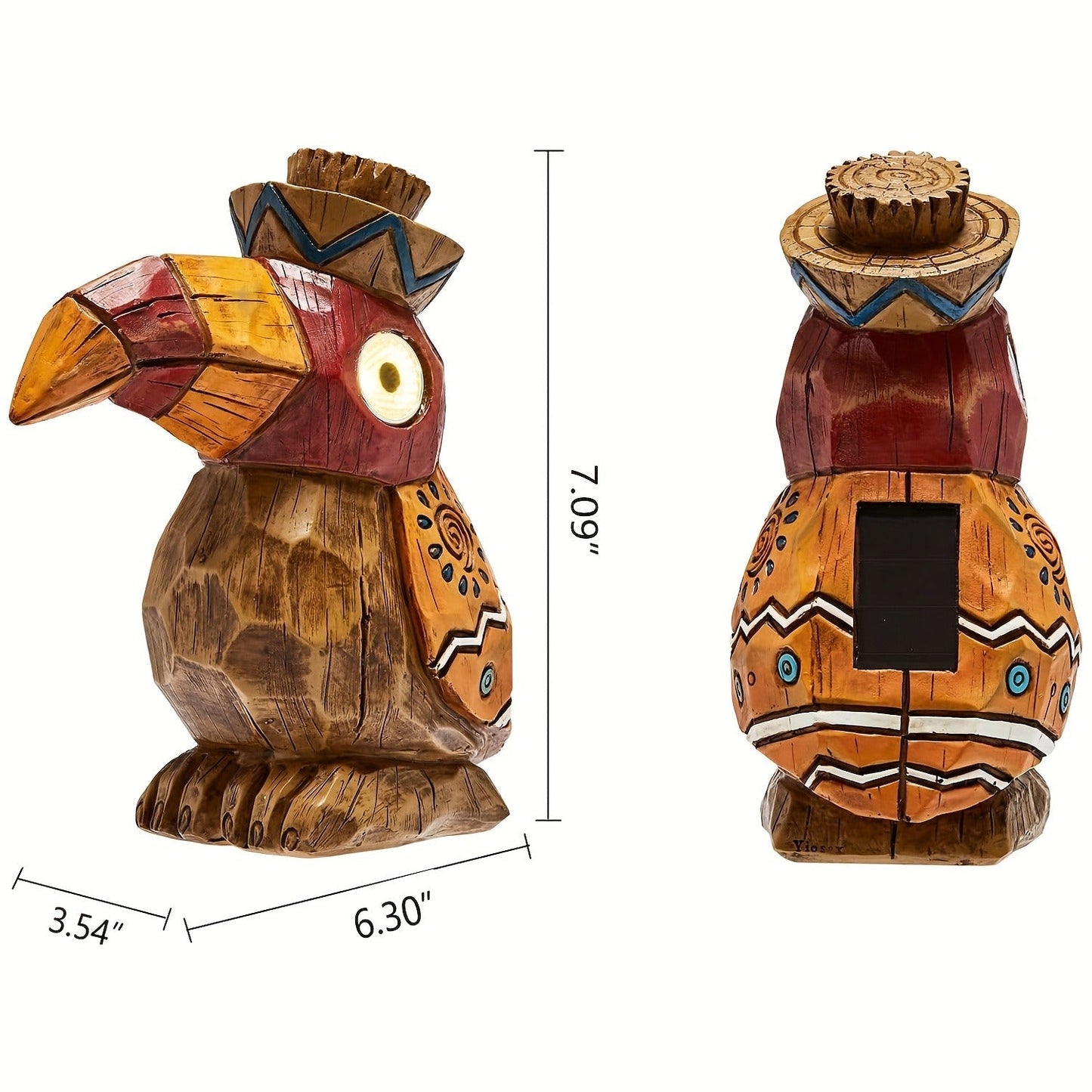 Solar Garden Statue, Tiki Woodpecker Bird Outdoor Light Sculpture for Patio, Pool & Yard Decor