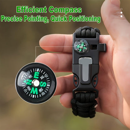 Paracord Survival Bracelet 2-Pack – 5-in-1 Tactical Emergency Bracelet with Fire Starter, Compass, Loud Whistle & Scraper