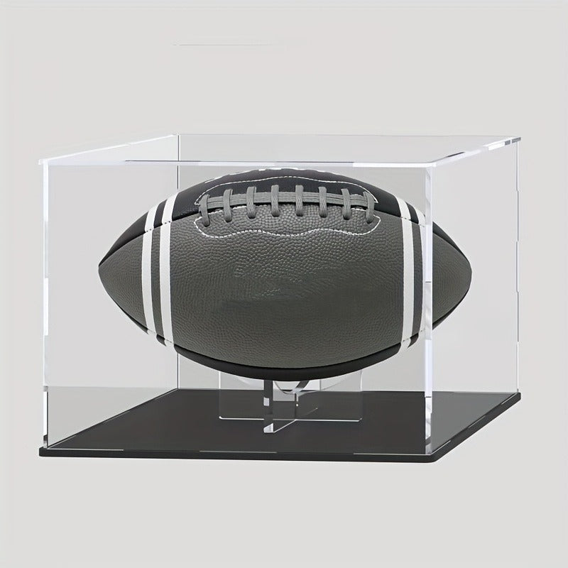 Acrylic Football Display Case Clear Crystal Box with Removable Football Stand Detachable Easy Assembly Memory Storage Display Box for Full