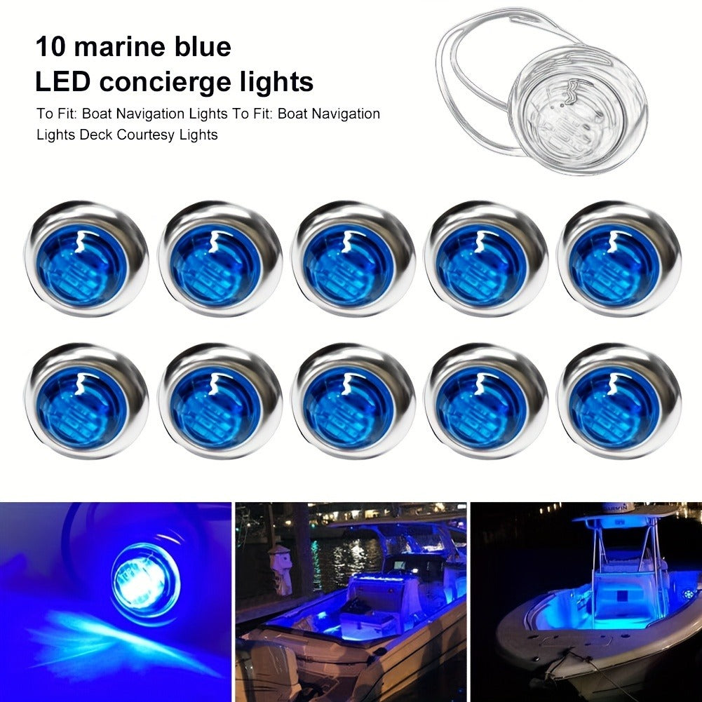 Marine Boat Lights 20 Pack, DC 12V Submersible LED Side Marker Lights for Boat Transom Stern Tail Yacht, Round Courtesy Navigation Lights