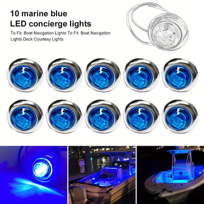 Marine Boat Lights 20 Pack, DC 12V Submersible LED Side Marker Lights for Boat Transom Stern Tail Yacht, Round Courtesy Navigation Lights