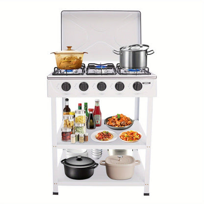 5-Burner Gas Stove CNCEST Portable Natural Gas Stove, 2.5kW Per Burner, Freestanding Outdoor Cooking Stove for RV
