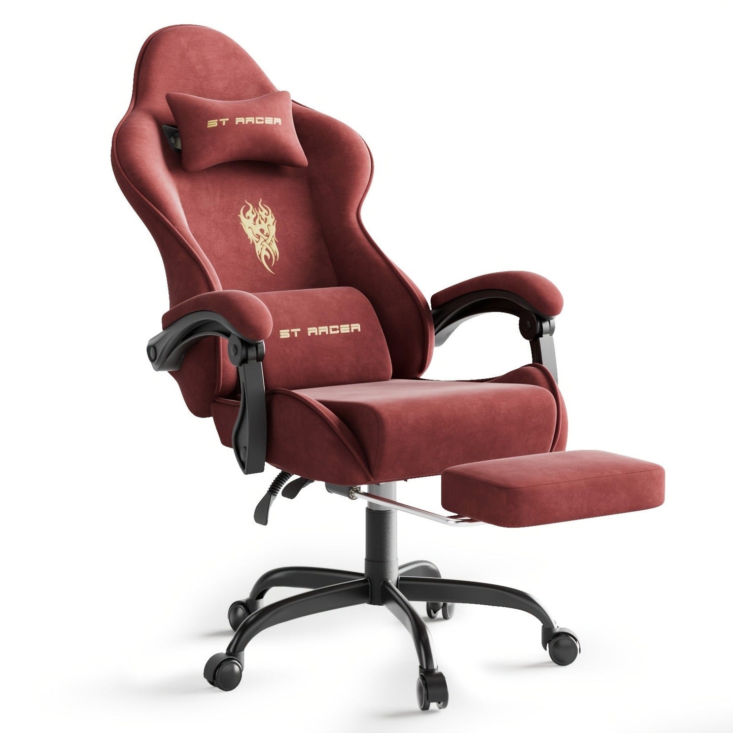 Gaming Chair Ergonomic Esports Chair – Skin-Friendly PU Leather, Thickened Board, Linkage Armrest, Adjustable Footrest & Headrest