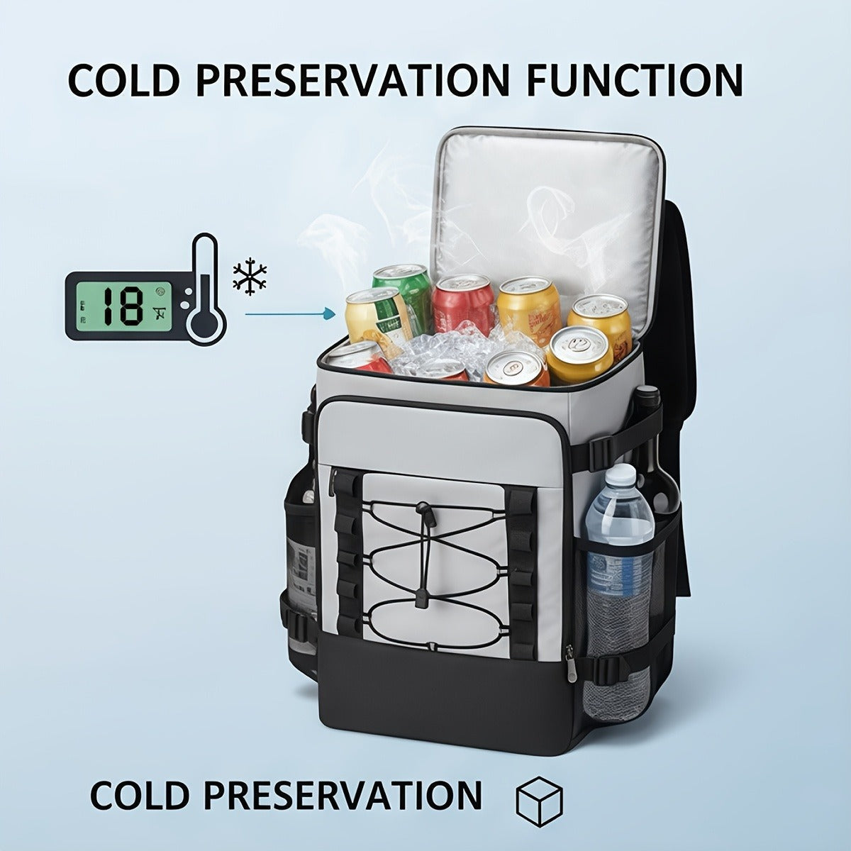 Insulated Cooler Backpack Leakproof Thermal Lunch Bag, Large Capacity Waterproof Cooling Rucksack for Camping, Hiking, Picnic & Beach